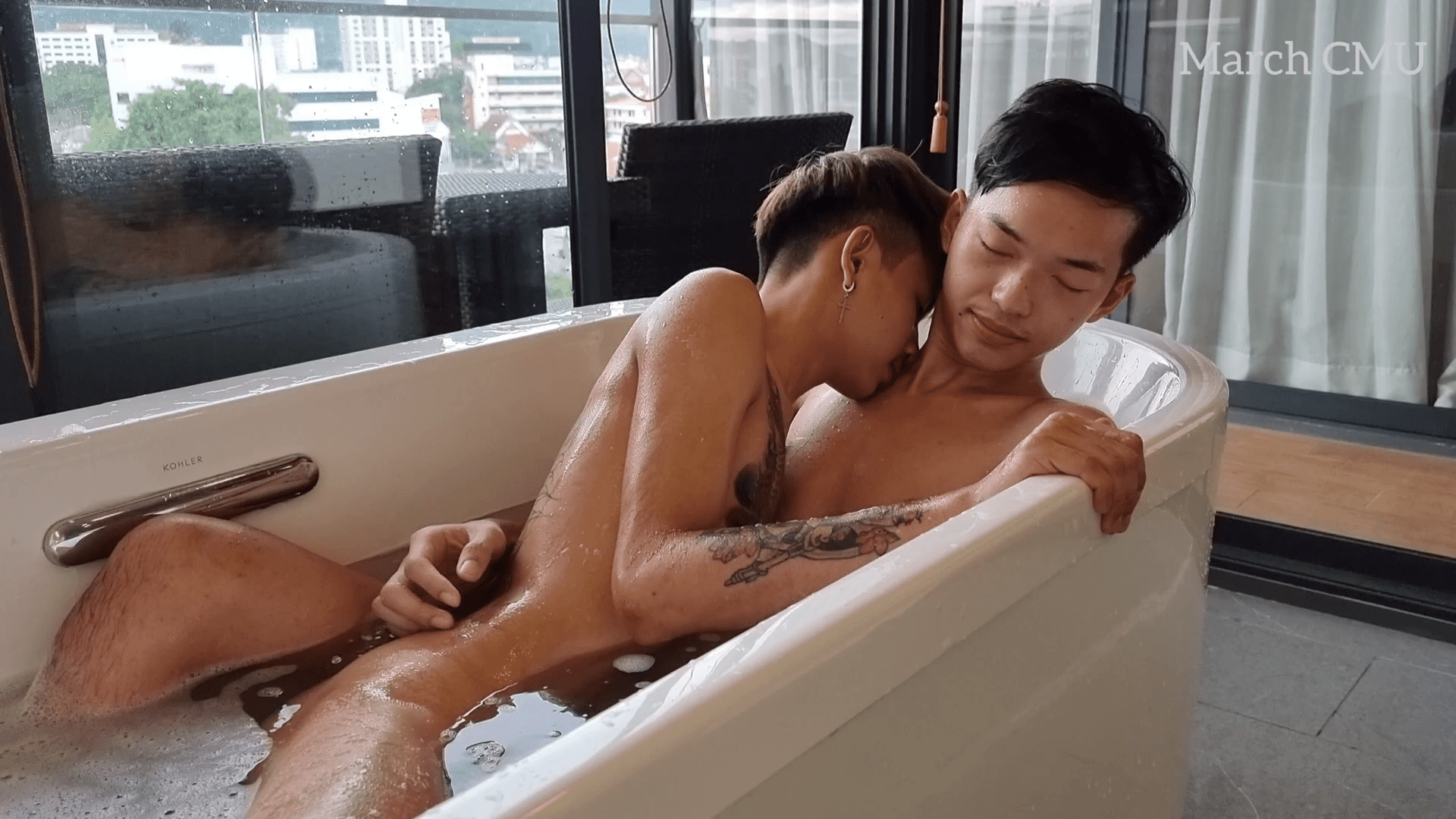 Asian amateur bareback fucked while jerking