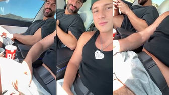 TikToker Tony Lopez (OnlyTonyLopez) and Nicolli Lerikos – fooling around with our cocks on a roadtrip
